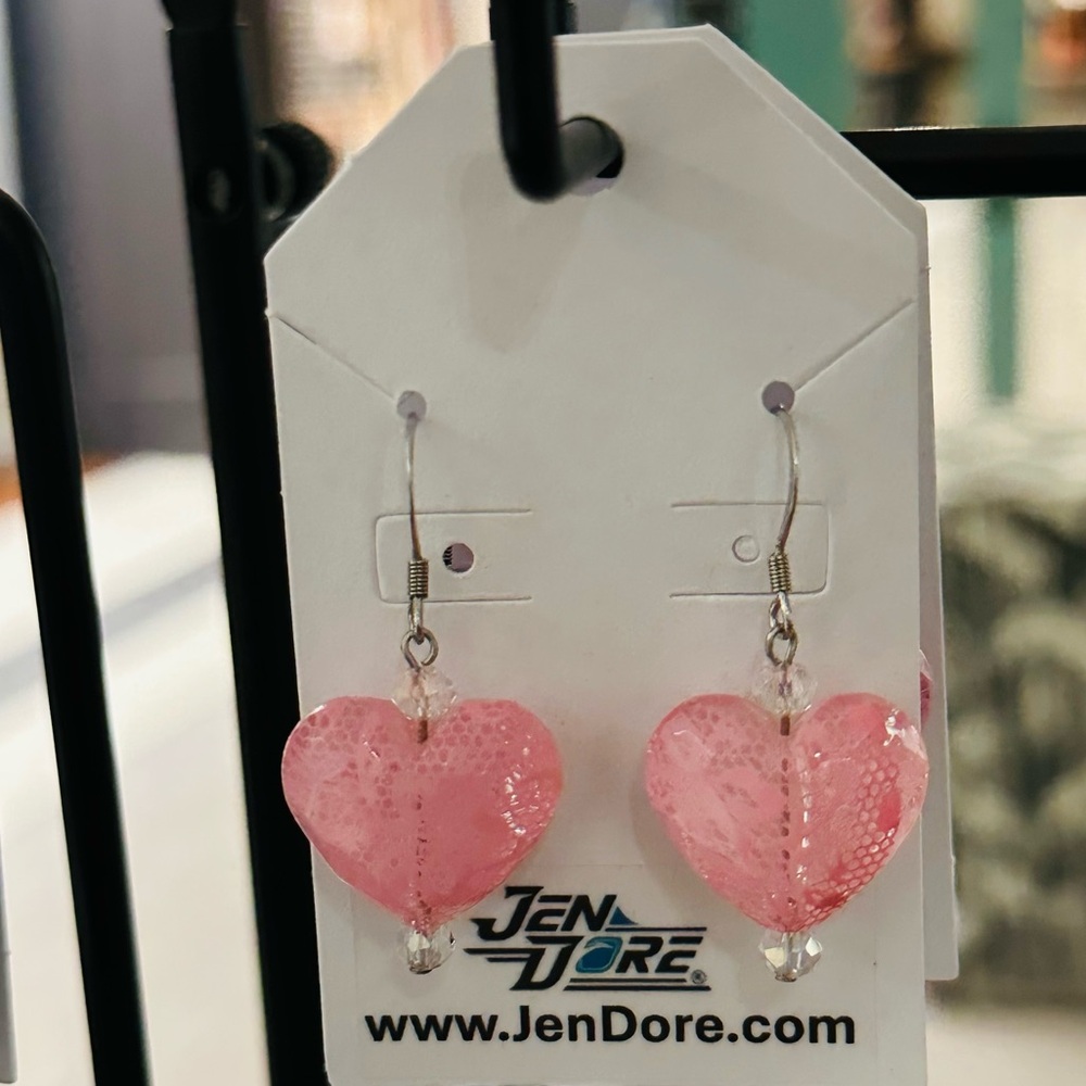 JenDore Handmade Heart Dangle Drop Earrings Hypoallergenic Tarnish Resistant